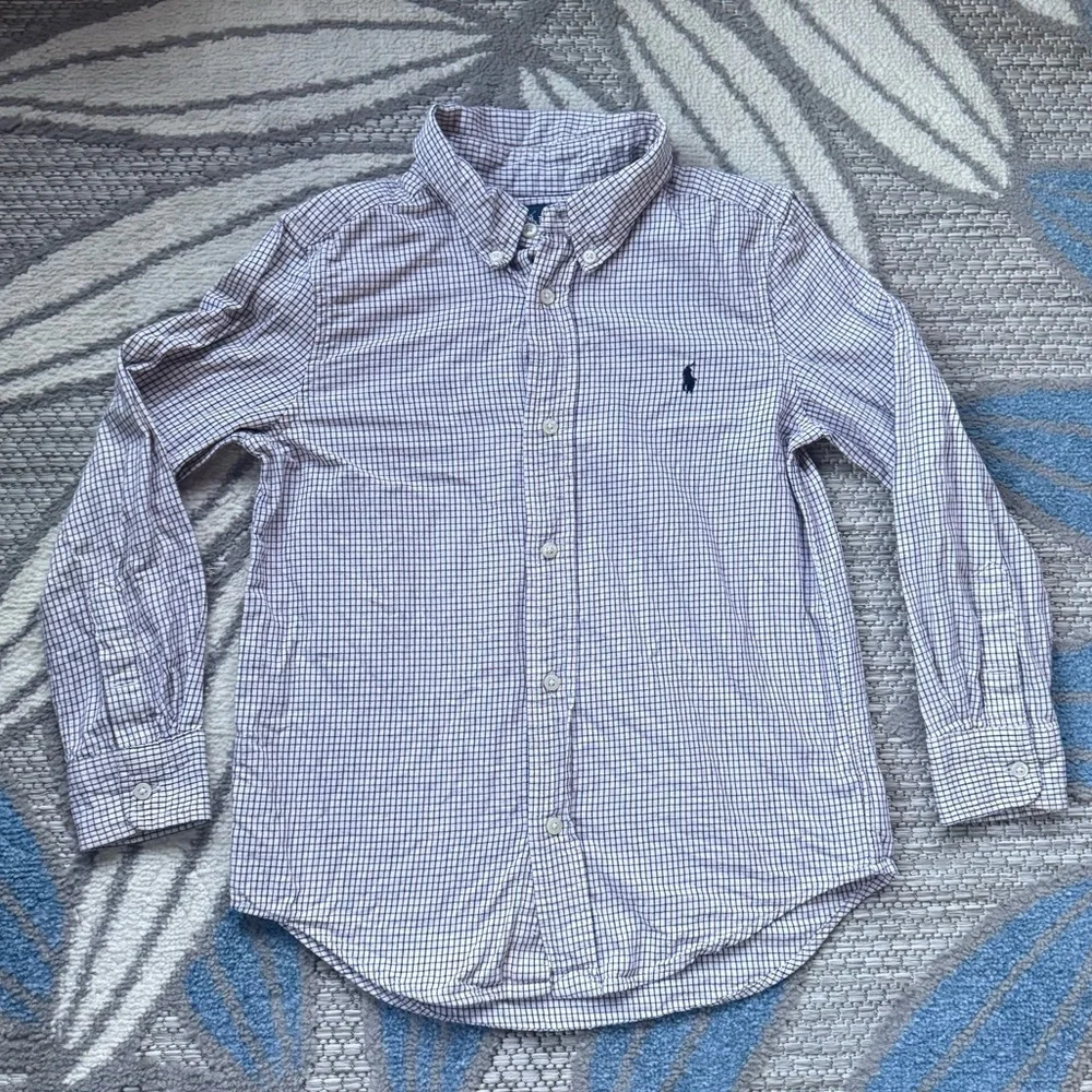 Ralph Lauren Youth Boys Gingham‎ Collared Button Up Casual Dress Shirt Size 6